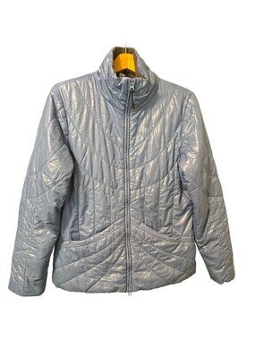 Womens ATHLETA Puffer Jacket Blue Medium Lightweight Pockets